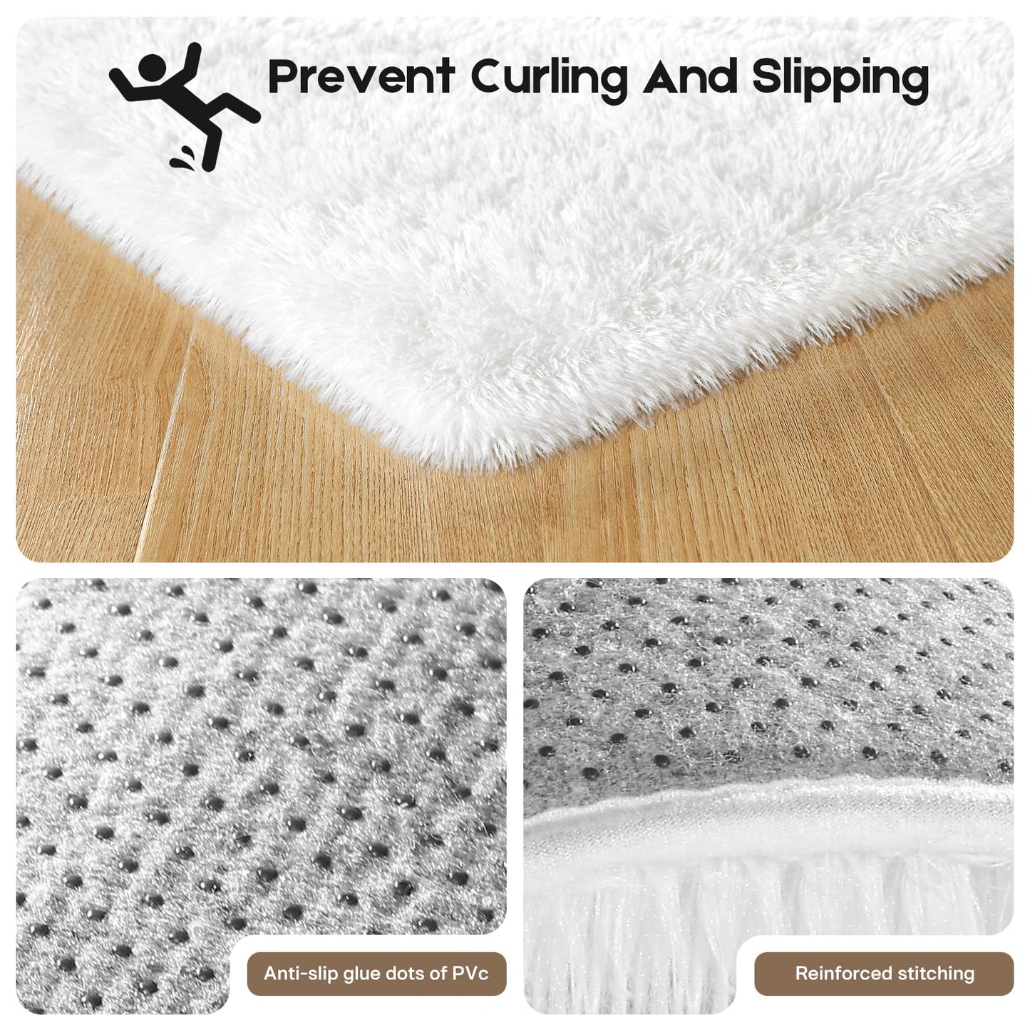 Mhyup Cream White 8x10 Area Rugs for Living Room Bedroom, Fluffy Large Rug Soft Shag Non-Slip Carpet for Kids Boys and Girls Room Dorm Home Decor (8ft x 10ft)