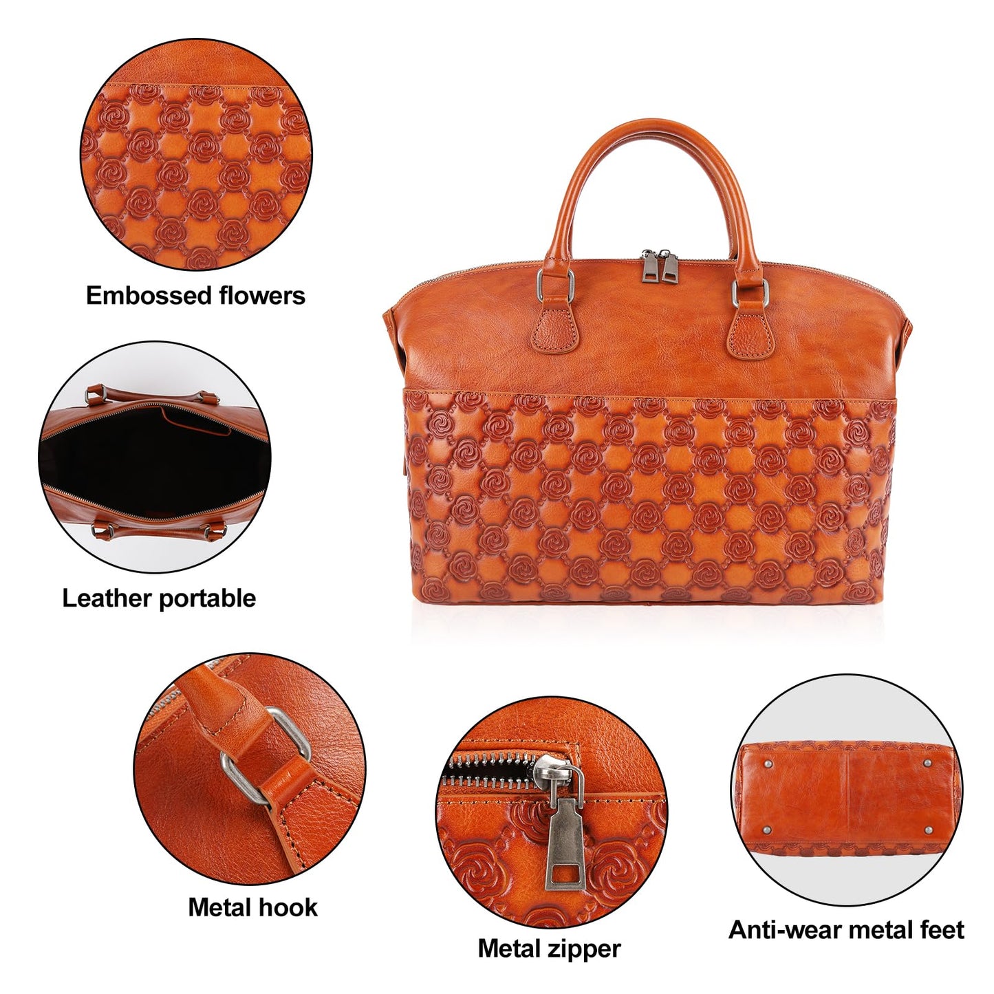 Genuine Leather Handbags for Women Satchel Tote Bags Top Handle Bags (5593-rose brown)