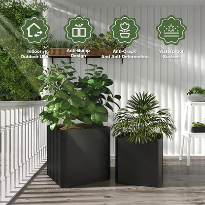 Steel Planter Box-20"x20"x20"-Large Square Planter Box-Outdoor Indoor-Cube Steel Planter Heavy Duty Black Metal Planter Flower Pot Commercial Residential for Home Garden Porch Hotel Patio