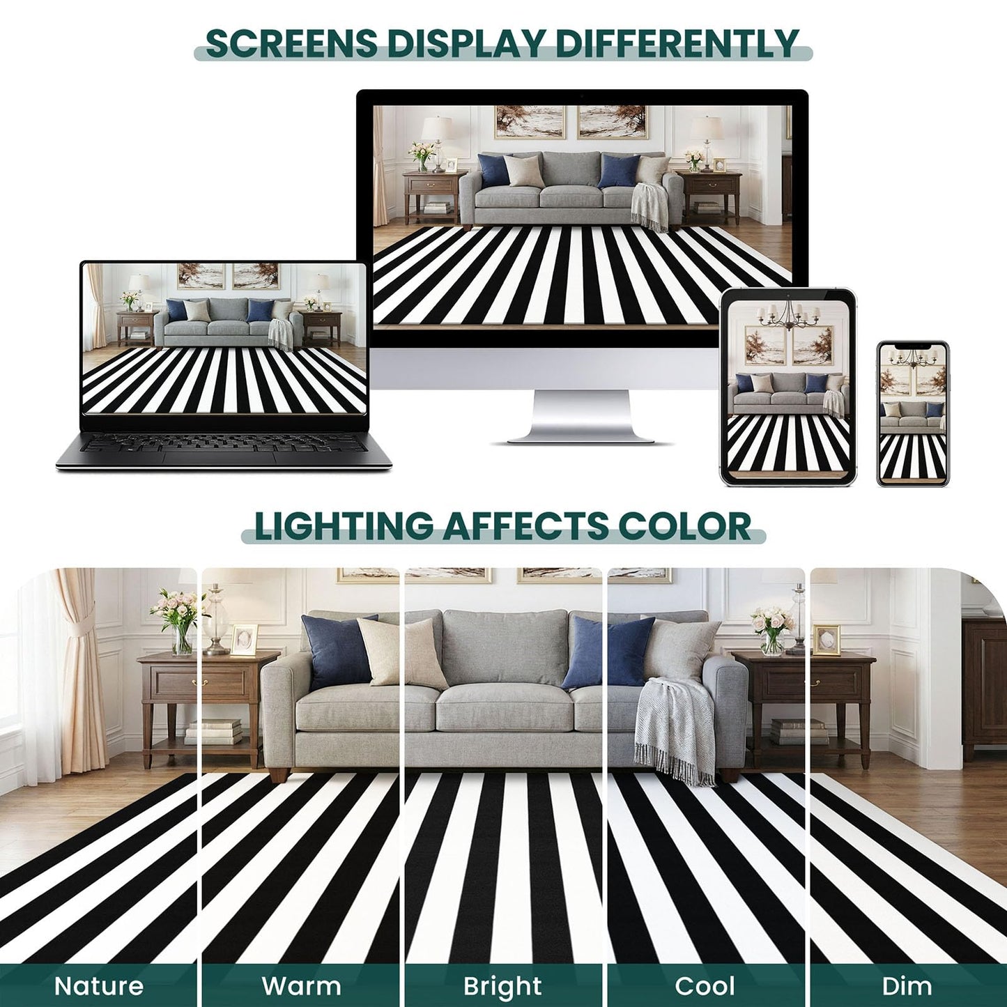 KOZYFLY Black White Striped Runner Rug 2x6 ft Woven Washable Hallway Runner Cotton Farmhouse Kitchen Rug for Entryway Porch Patio Laundry Room