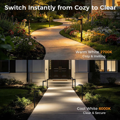 XMCOSY+ Solar Pathway Lights, 4 Pack All-Metal Motion Sensor Outdoor Lights Waterproof, 300LM Bright Garden Light for Yard, Backyard, Driveway, Walkway, 3 Lighting Modes (Warm/Cool White)