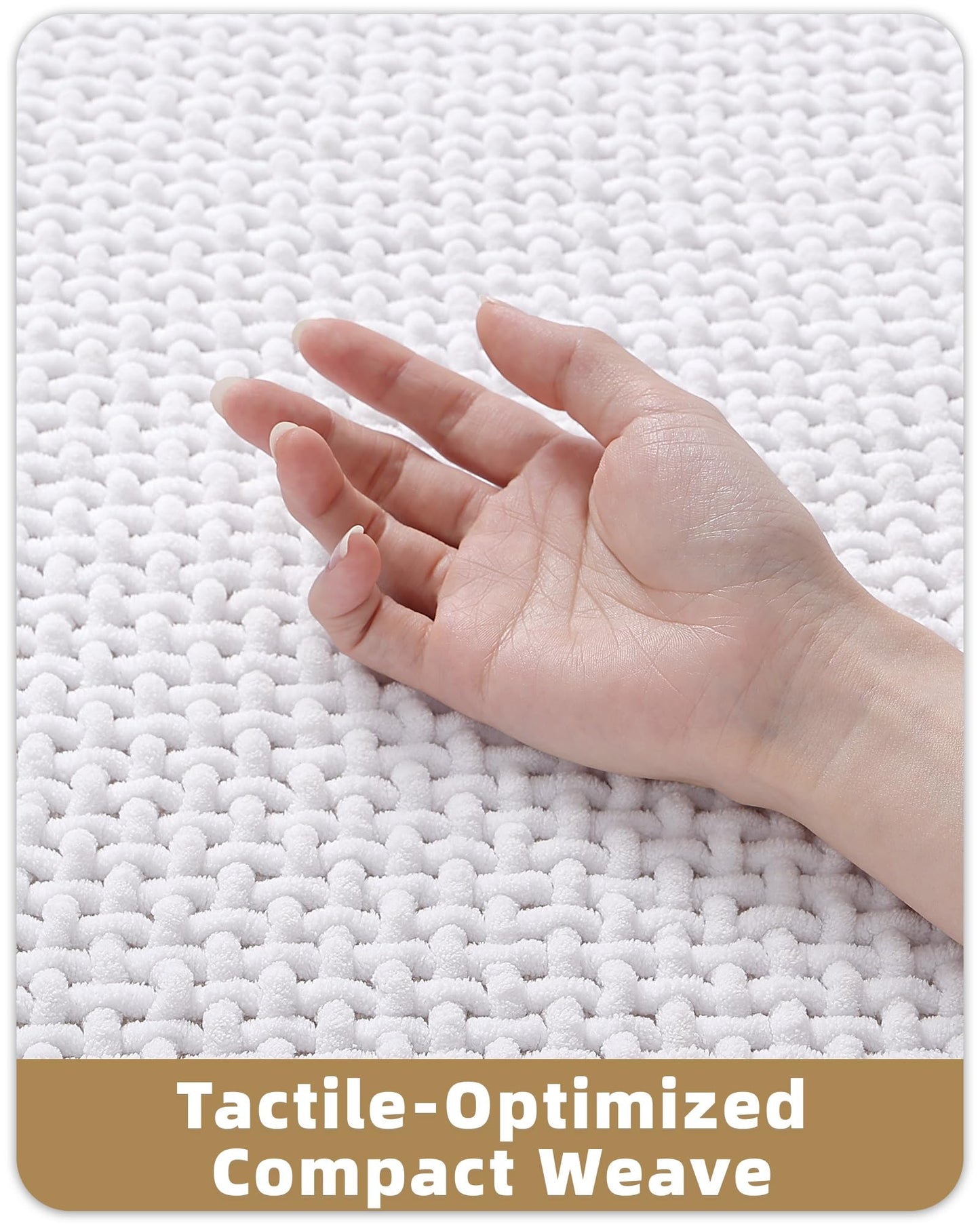 Color&Geometry Chenille Pile Large Bathroom Rugs Upgraded Denser, 24"x36" Non Slip Absorbent White Bath Mats for Bathroom Thin Fit Under Door, Washable Quick Dry