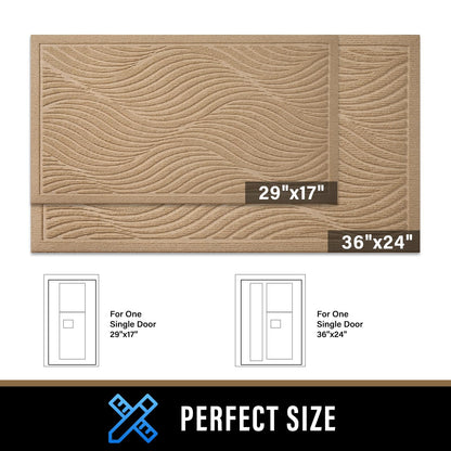 PLEASOR Front Door Mat Outside Entrance, Absorbent and Dirt Resistant Welcome Mat Indoor Outdoor, Non-Slip Backing Entry Mat, Fade Resistant, Easy Clean Low Profile Doormat for Entryway, 29x17, Beige