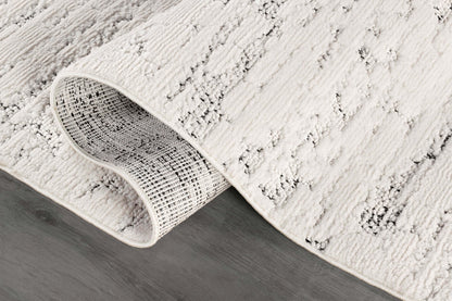 Beverly Rug Micro Loop Area Rug White/Gray 5x7 Abstract Modern Luxury Brushstroke Durable Soft Indoor Rugs for Living Dining Room Office Stain Resistant Non Shedding Casual Indoor Carpet 5 x 7