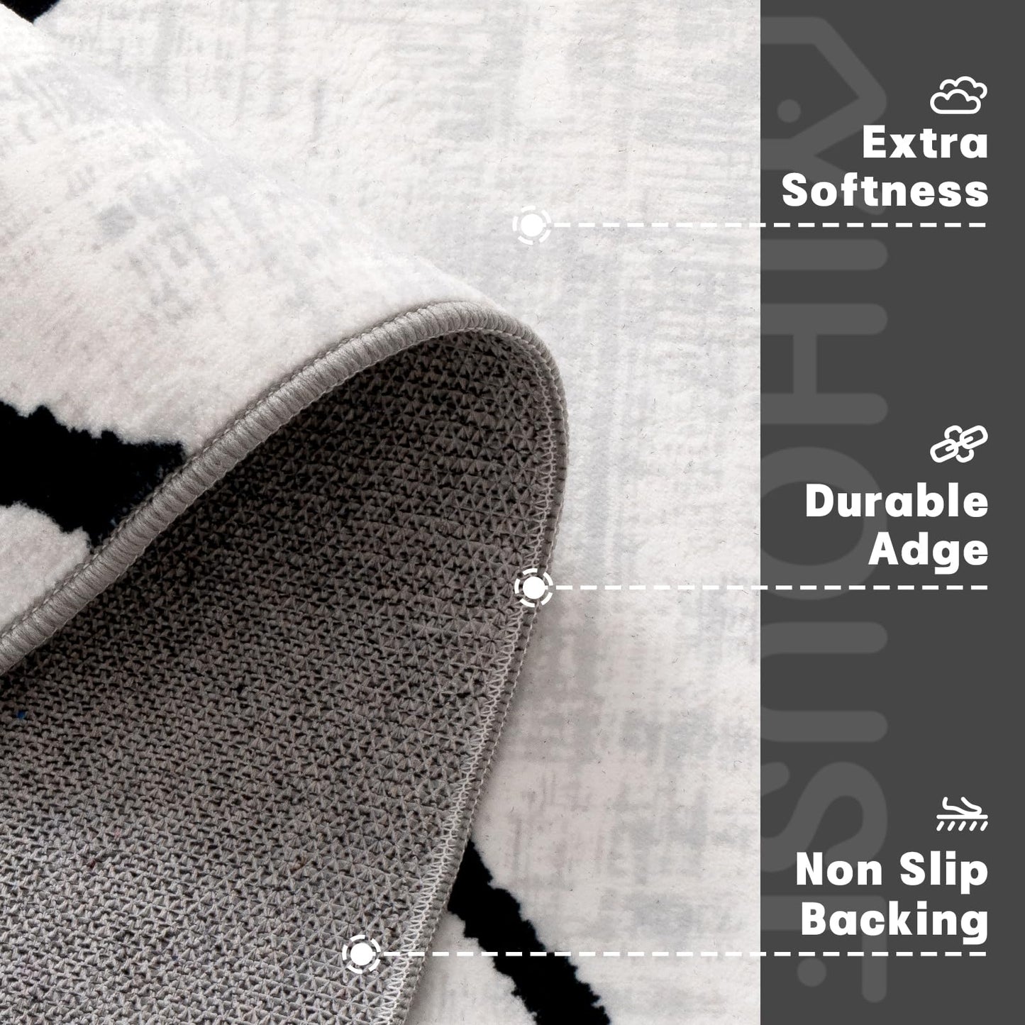 YIHOUSE 6x9 Washable Modern Abstract Black White Area Rug