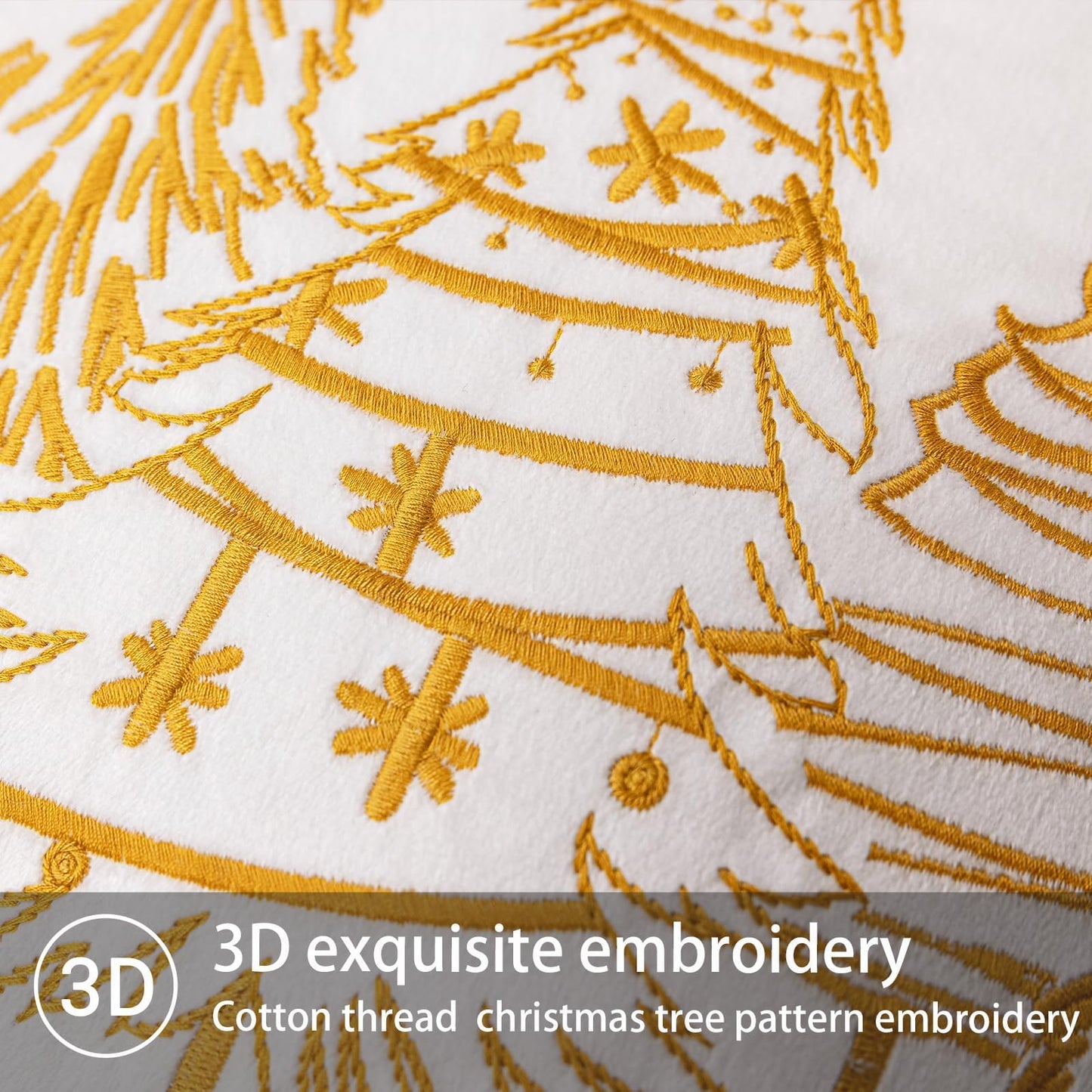 GEEORY Christmas Pillow Covers 18x18 Inch Set of 2, Xmas Decorations Tree Luxurious Velvet Embroidered Throw Pillows Farmhouse Winter Holiday Decor Cushion Case for Sofa & Bed White GX007-18