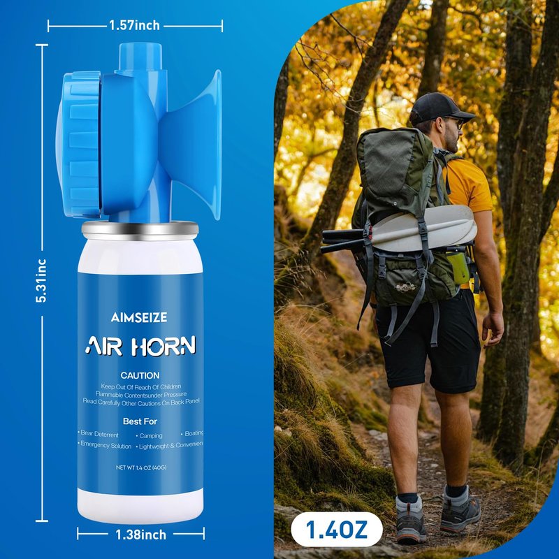 AIMSEIZE Air Horn Bear Horn: Air Horns For Safety Boat Horn For Self Defense - 115dB Heard Up to 0.5-Miles Away (1 Pack)