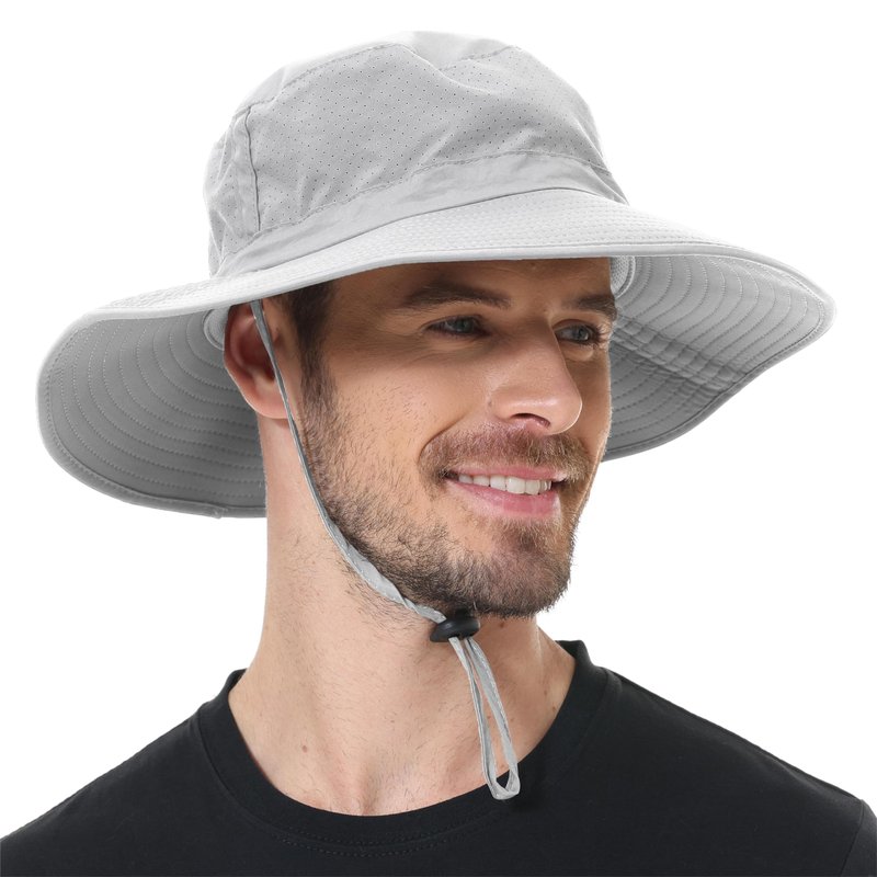 ZOORON Boonie Hat UPF 50+ Cooling Sun Hat for Men and Women,Wide Brim Bucket Hats for Outdoor Golf Hiking Safari Beach Light Grey