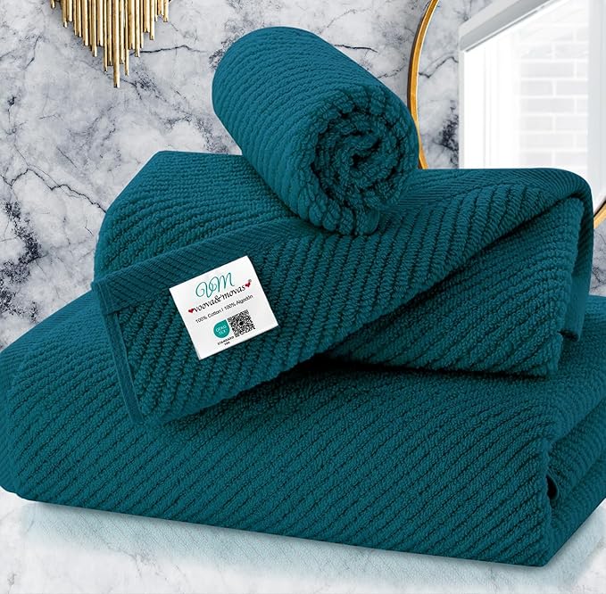 VOOVA & MOVAS Towels Set for Bathroom, 100% Cotton | Quick Dry | Soft | Thick