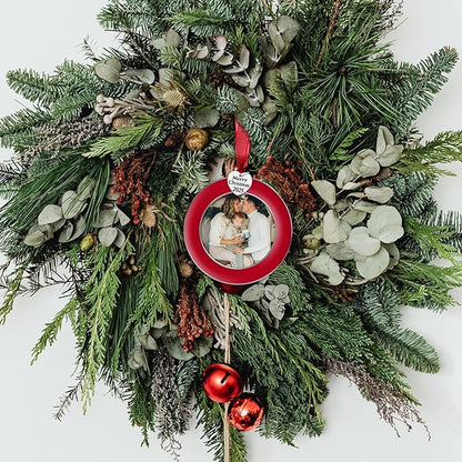 GUOER 3PCS Christmas Tree Ornaments Set Picture Frame Ornament Holiday Keepsake Gift Home Decor Christmas Decorations Xmas Gifts Pendant with 2.5” Photo Frame Insert (Red 2025)