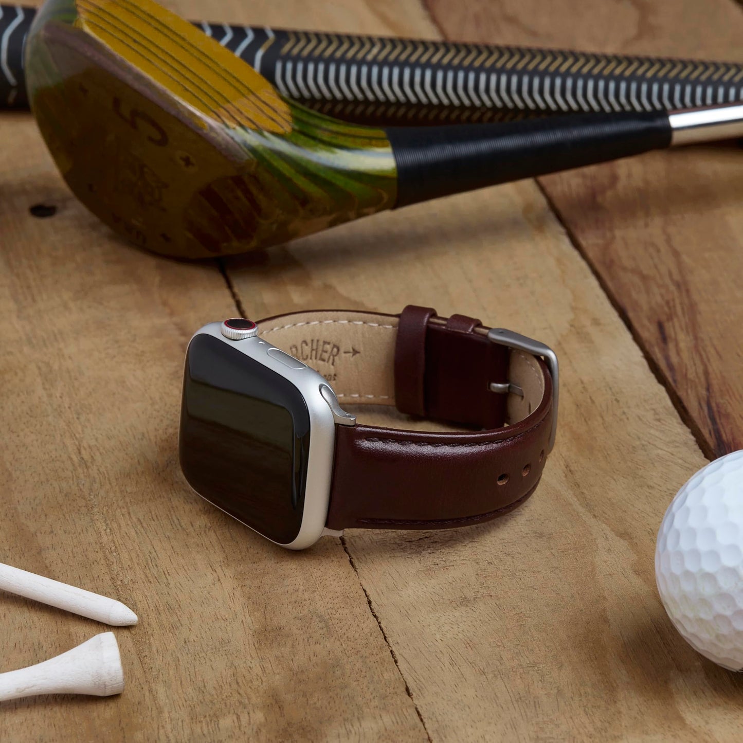 Archer Watch Straps - Top Grain Leather Straps for Apple Watch (Mahogany/Matched Thread, Matte Silver Hardware, 44/45/46/49mm)