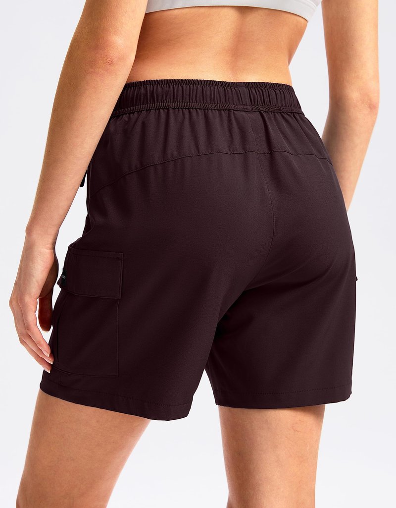SANTINY Women's 5''/ 7''/9'' Hiking Cargo Shorts Quick Dry Lightweight Summer Shorts for Women Athletic Golf Zipper Pockets(Wine_XL)