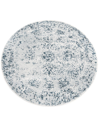 Rugs.com - Monte Carlo Rug – 3 Ft Round Light Blue Stain-Resistant Area Rug – Vintage Medallion Design for Entryways, Bedrooms, and Home Offices