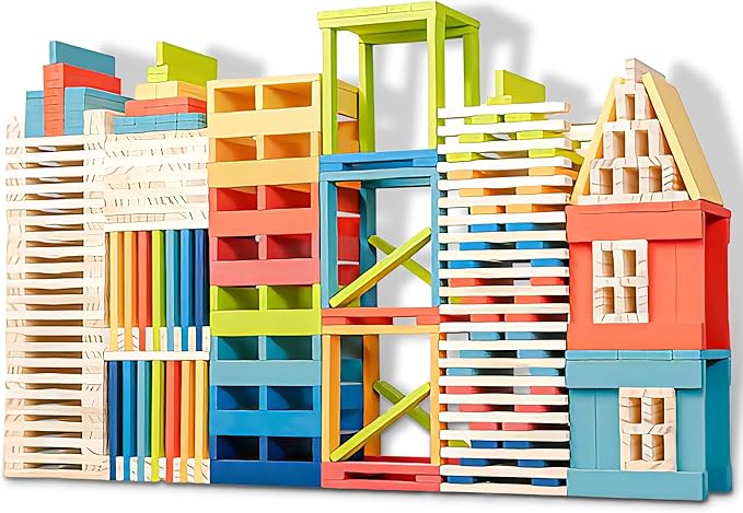 GIANT Wooden Building Blocks for Kids&amp Classrooms - 32Pcs Extra Large Pine Construction Planks 19.7 in Big Building Blocks Set for Outdoor &amp Indoor STEM Play Jumbo Preschool Educational Toy