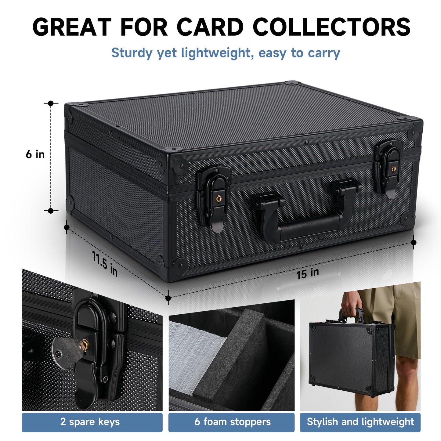 Trading Card Storage Box for 3" X 4" 35pt Toploaders 600+, Sturdy Secure Large Capacity Hard Case with 6 Foam Stoppers, Fits Toploader Magnetic Holders MTG Baseball Sports Card Storage Box Case