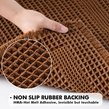 MIULEE Set of 2 Waffle Bathroom Rugs, Terracotta Boho Bath Rug Super Absorbent, Non Slip Washable Ultra Soft Rubber Backed Shower Bath Mats for Floor, Tub, Shower, Looped Design, Caramel, 18x30 Inch