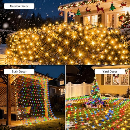Obrecis Christmas Net Lights Outdoor, 240 LED 35 Color Changing Mesh Lights, 14.8 ft x 5 ft Waterproof Connectable Multicolored Halloween String Lights for Bushes Xmas Tree Garden Party Home Decor