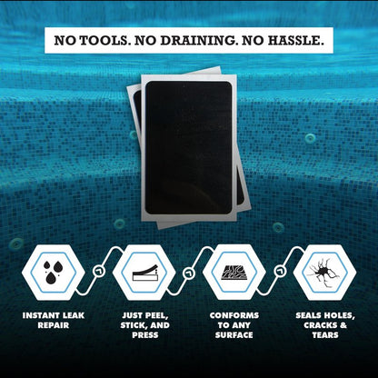 Burro Adhesives 10-Pack Waterproof Clear Pool Tape Patches - Professional Grade PVC Repair Kit with 2.75" x 4" Heavy Duty Patches for Commercial & Residential Vinyl Pools, Works Underwater & Dry