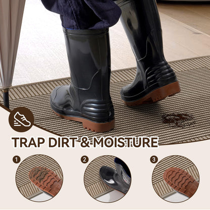 QiCaiJia Door Mat 17"x30", Thin Dirt Trapper Entryway Door Mats Non Slip Washable Doormat, Low-Profile Welcome Mat for Inside Front Backdoor and Entrance
