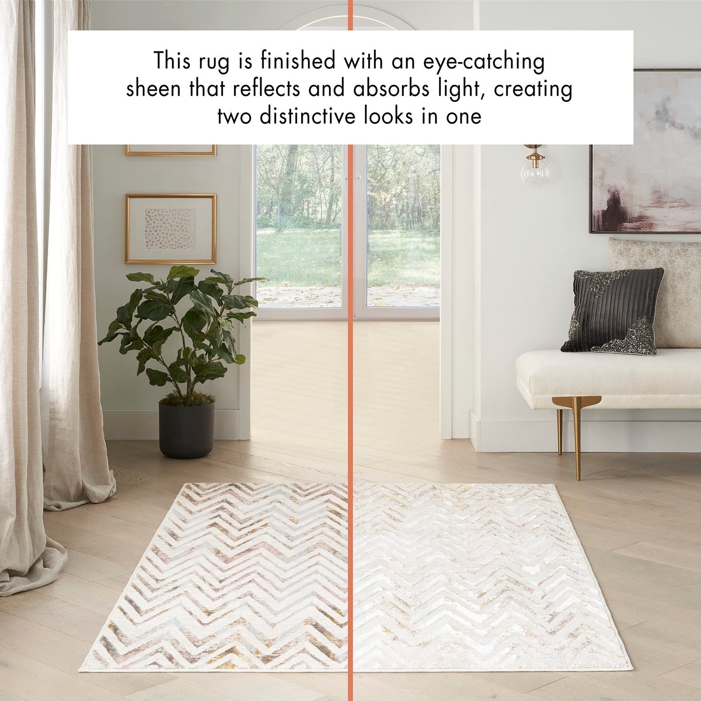 Nourison Home Glam Multicolor 7'10" x 9'10" Area Rug - Easy Clean, Non Shedding, Bed Room, Living Room, Dining Room, Kitchen (8' x 10')