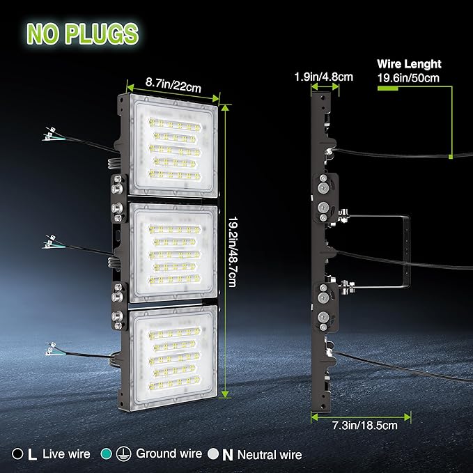 STASUN 2 Pack 300W LED Flood Lights, Mini Series Outdoor Floodlight, 30000LM 6000K Daylight White, IP66 Waterproof, 3 Adjustable Heads, Exterior Flood Lights for Yard, Driveway, Garage, Patio,Barn