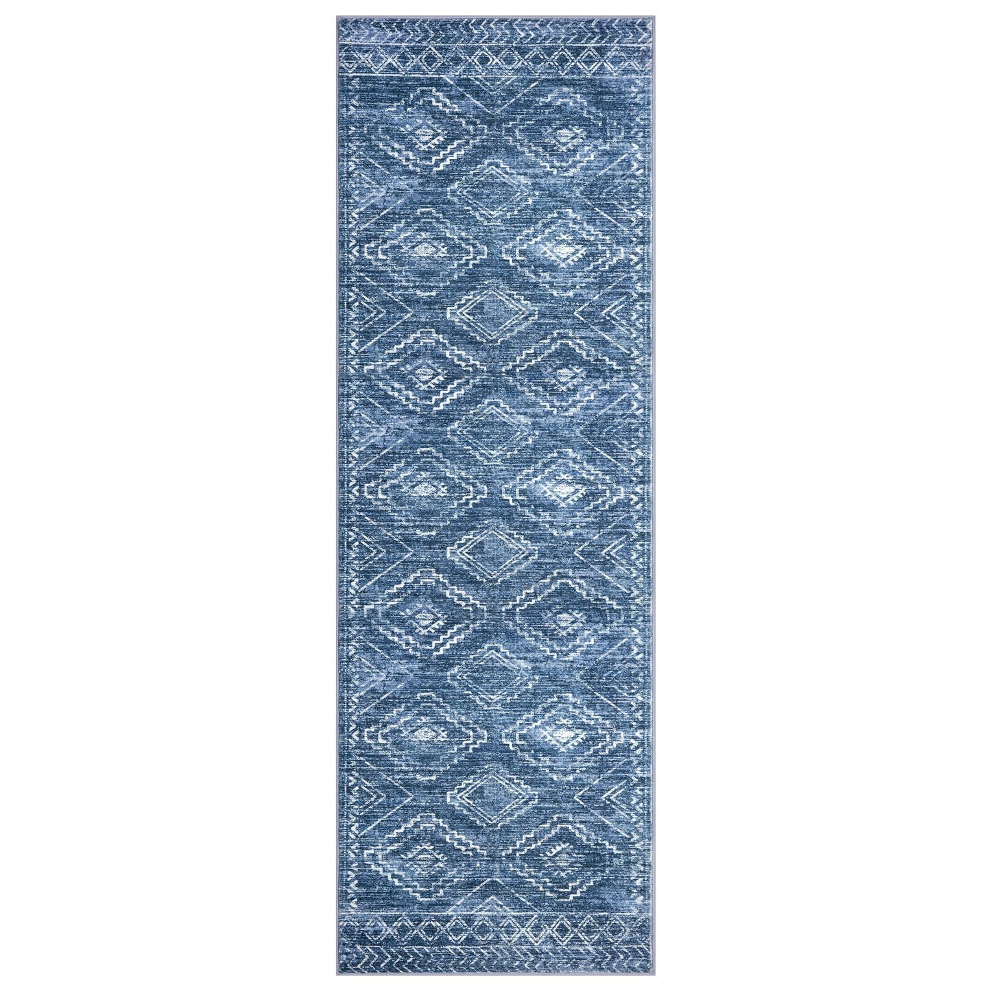 KILOCOCO Runner Rug 2x6 Non Slip Washable Runner for Hallway Kitchen Runners Soft Printed Low-Pile Machine Washable Foldable Floor Blue Runners Rug for Entryway Bedroom Living Room Bathroom