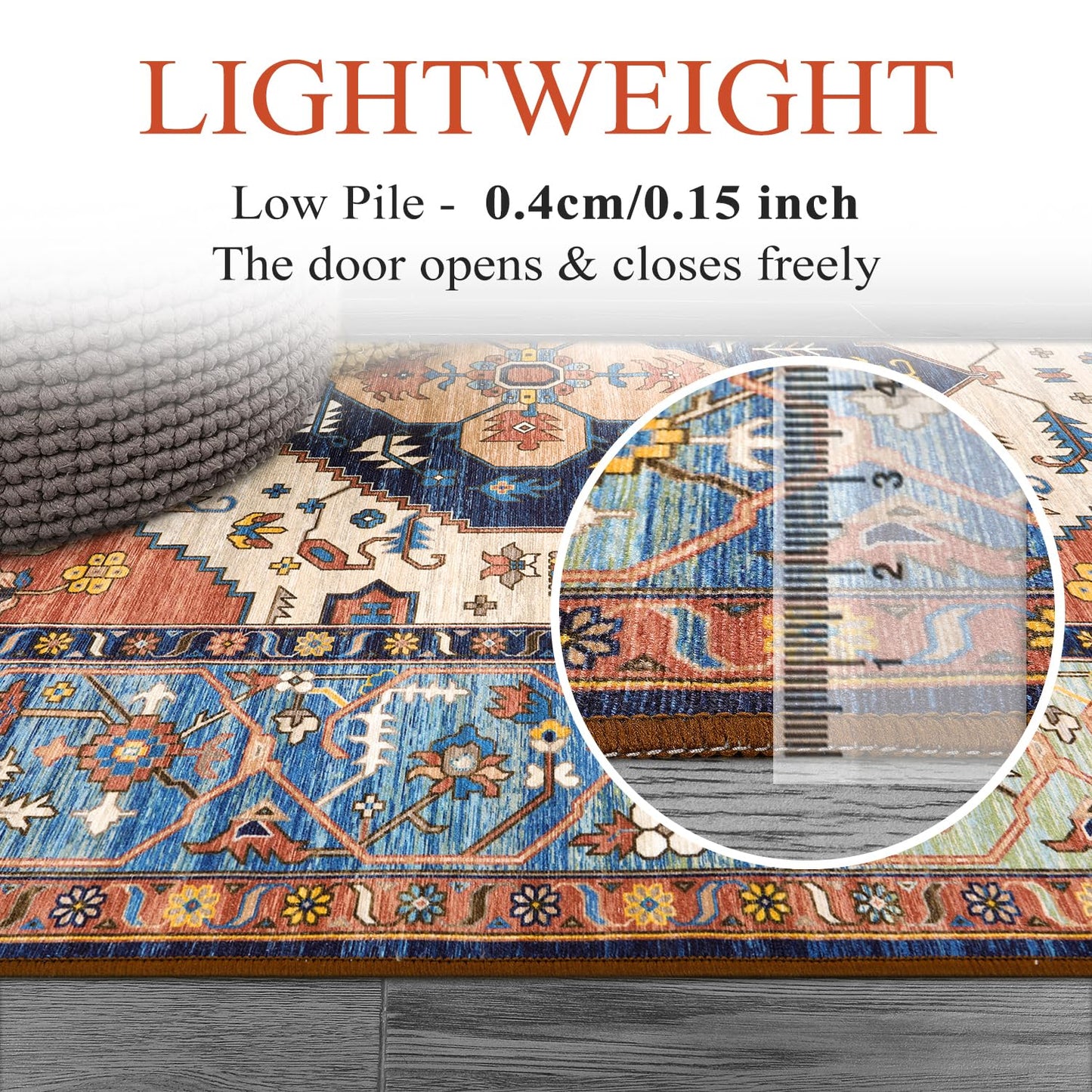 Lahome Boho 2x5 Hallway Runner Rug - Non-Slip Low-Pile Kitchen Washable Runner Oriental Distressed Throw Bathroom Rug Carpet for Entrance Bedroom Laundry Room Adelyn