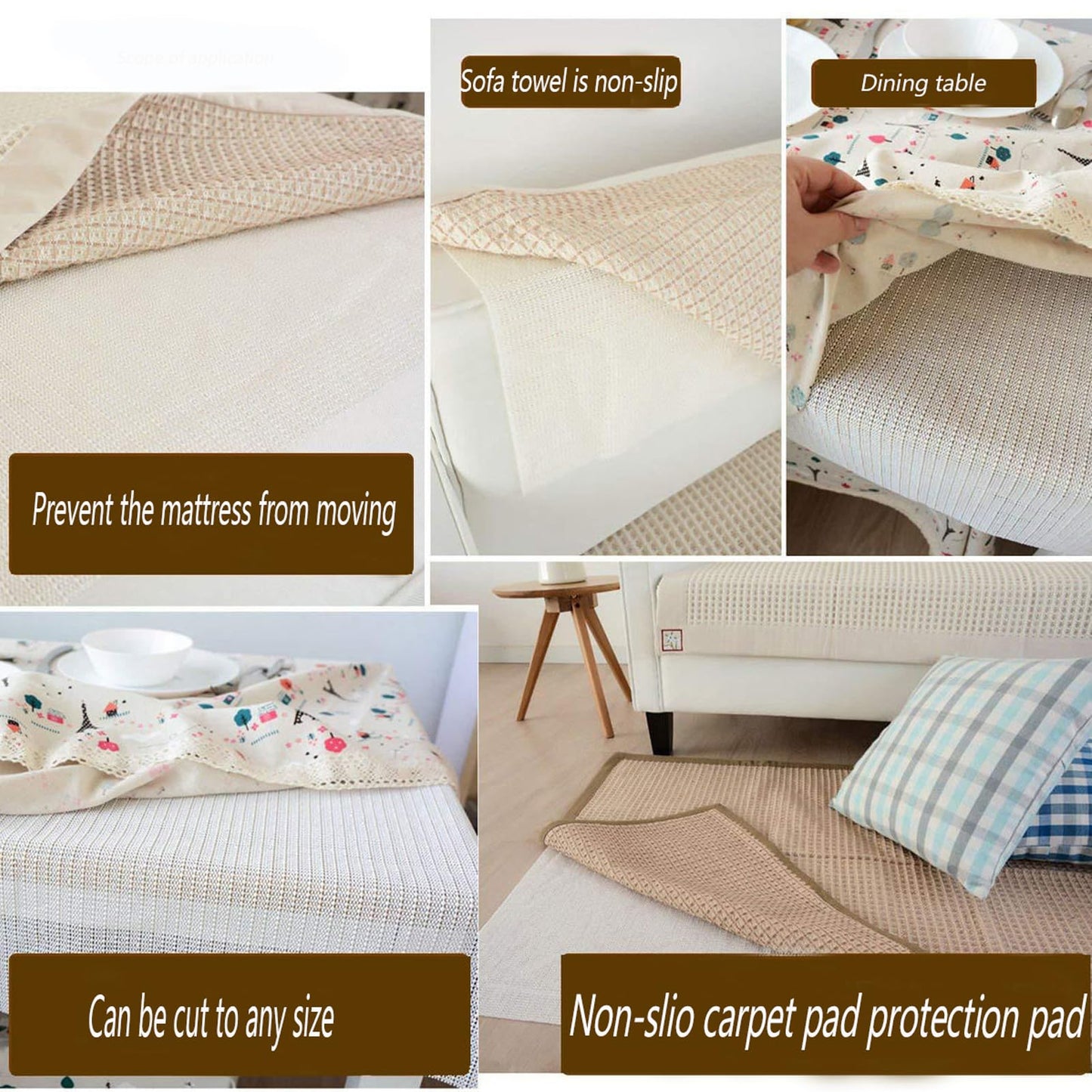 Non SlipGripper Pad for Hardwood Floors, Area Rug Pads for Tile Floor, Under Carpet Anti Skid Mat, Keep Your Rug Safe in Place,Can be Cut to Any Size (White, 79x55inch)