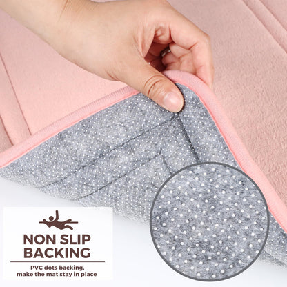 PAGGED Pink Bathroom Rug Set of 2 Memory Foam Bath Mat Set Non Slip Washable Floor Mats Soft Absorbent Plush Microfiber Shower Tub Bathrug Blsh