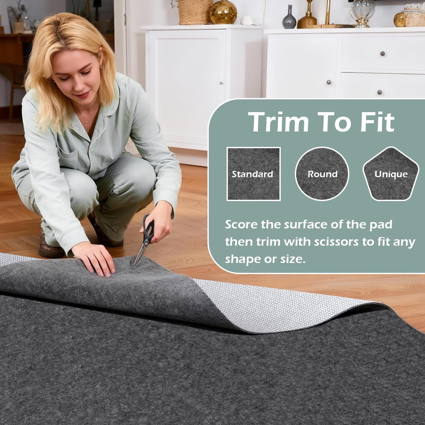 Non-Slip Rug Pads,3x5ft Waterproof Rug Pad,Carpet Pad for Hardwood,Tile,All Floors – Floor Protection,Cushioning, Anti-Slip Grip