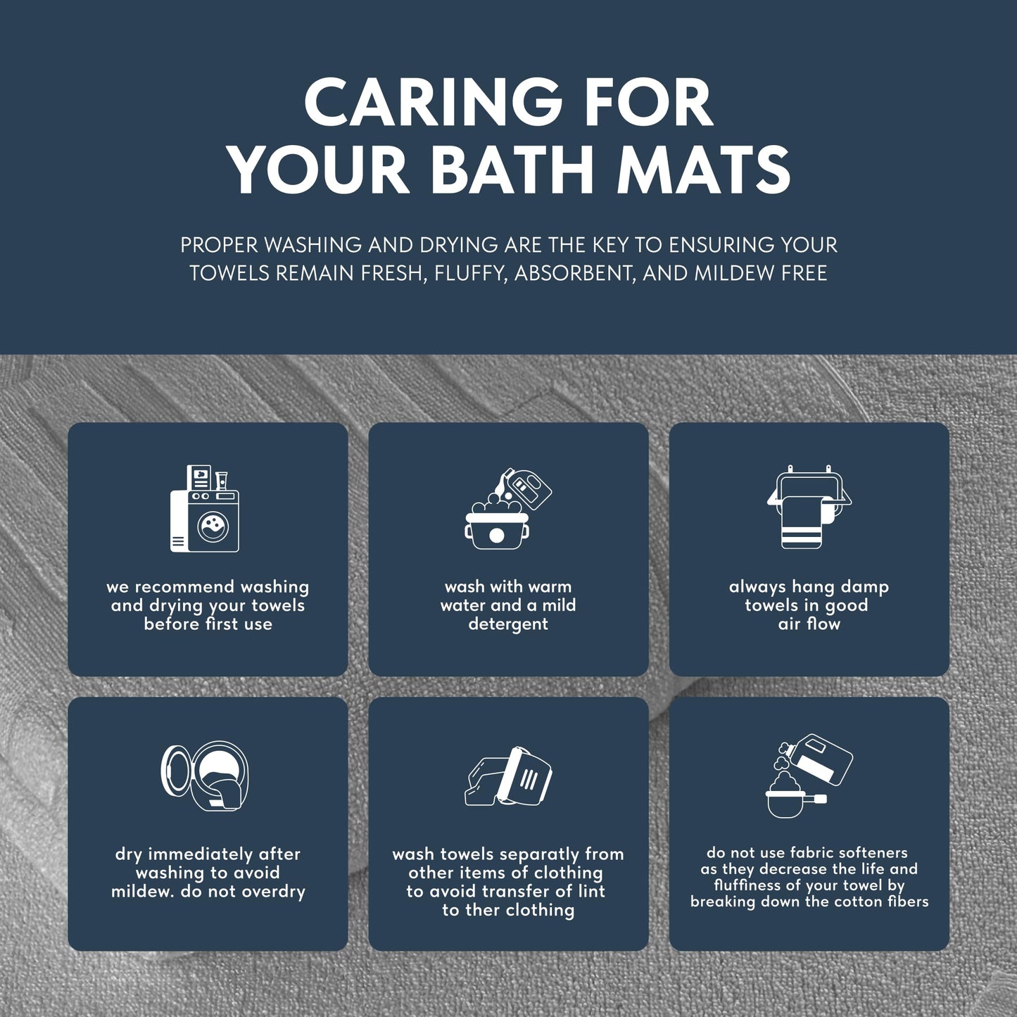White Classic Luxury Bath Mat Floor Towel Set - Absorbent Cotton Hotel Spa Shower/Bathtub Mats [Not a Bathroom Rug] 22"x34" | 2 Pack | Light Grey