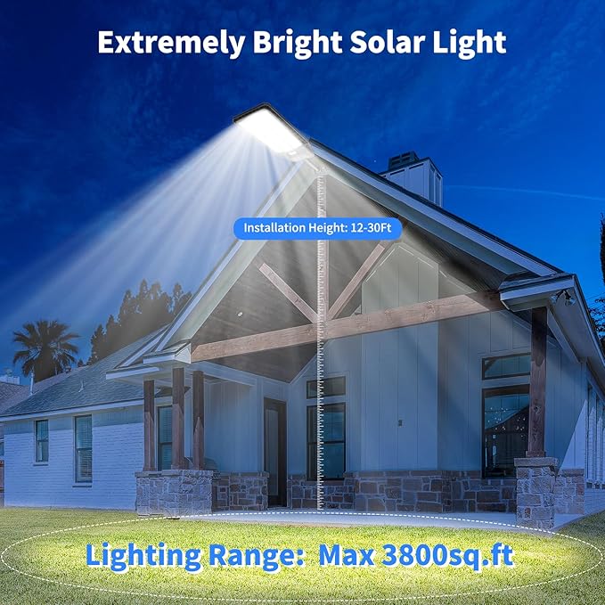 9000W Solar Street Lights Outdoor Waterproof, Commercial Grade 480000 Lumens Dusk to Dawn Solar Flood Light Motion Sensor, LED Solar Lights Outdoor with Remote Control for Parking Lot, Backyard