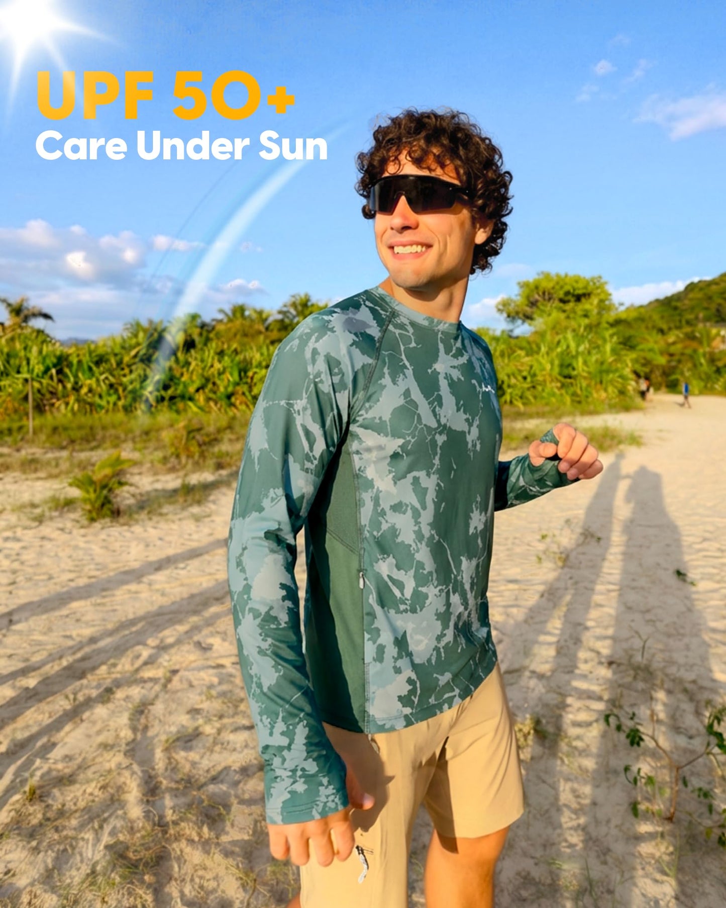 maamgic Rash Guard Shirts for Men UPF 50 Long Sleeve Men Swim Shirts Moisture Wicking & Quick-Dry for Outdoors