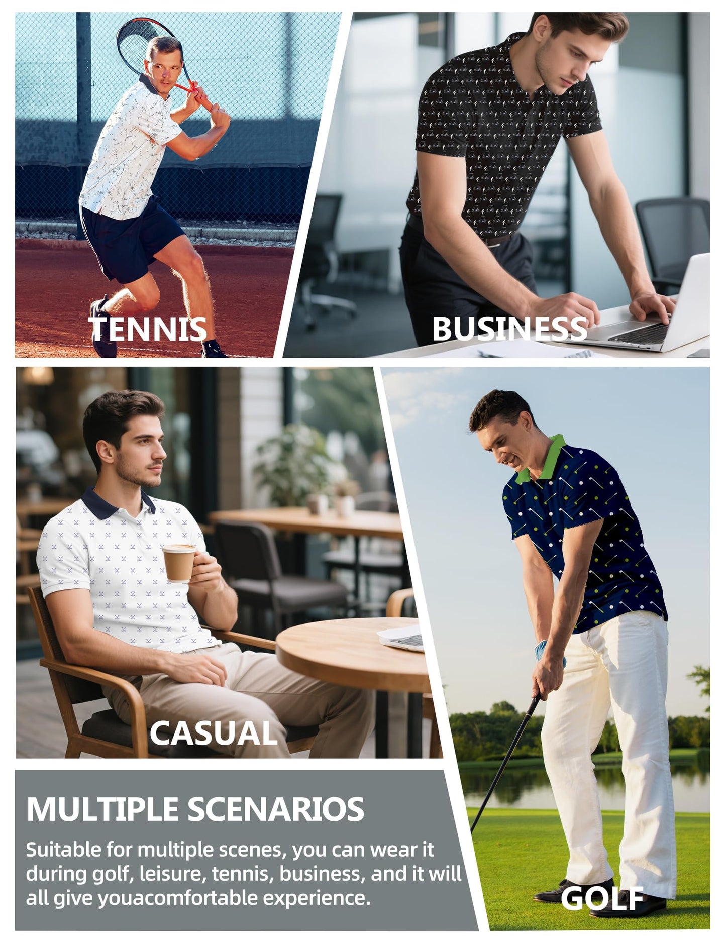 Actflare Golf Shirts for Men Dry Fit Moisture Wicking Short Sleeve Performance Print Polo Shirts Funny Color,XL