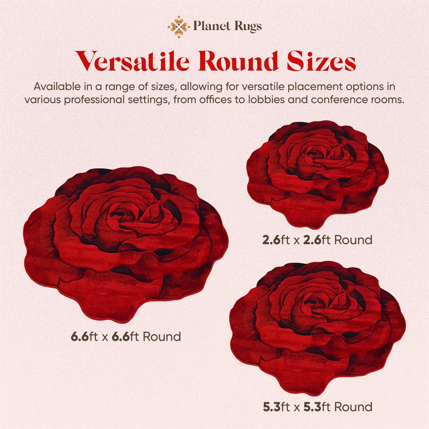 Rose Rug 5ft Round Area Rugs Cute Plush Flower Shaped Rug Circle Girly for Bedroom Floor Living Room Carpet 304 Red