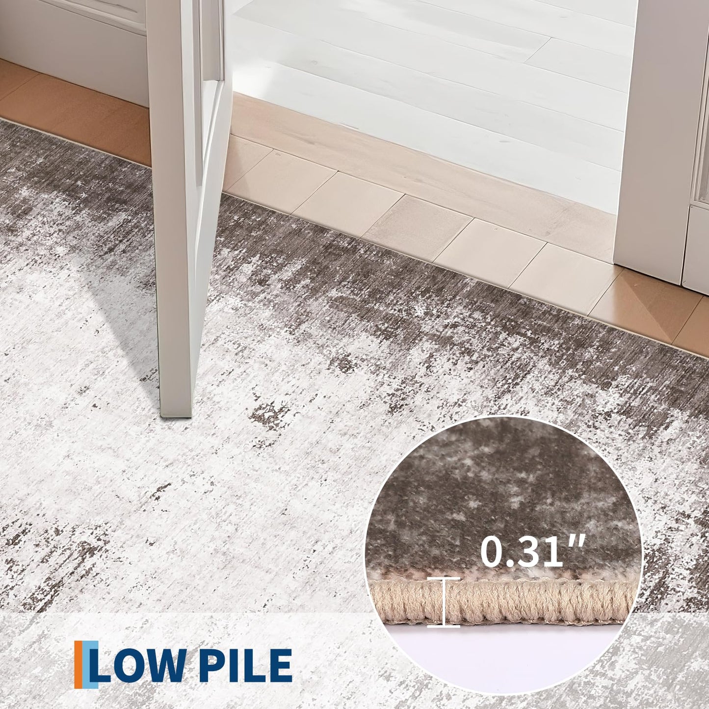 GarveeHome Abstract Area Rugs 5x7 Ultra-Soft Modern Indoor Carpet, Stain-Resistant Neutral Floor Cover, Non-Slip Distressed Throw Rug, Easy Cleaning, Perfect for Living Room, Office, Brown