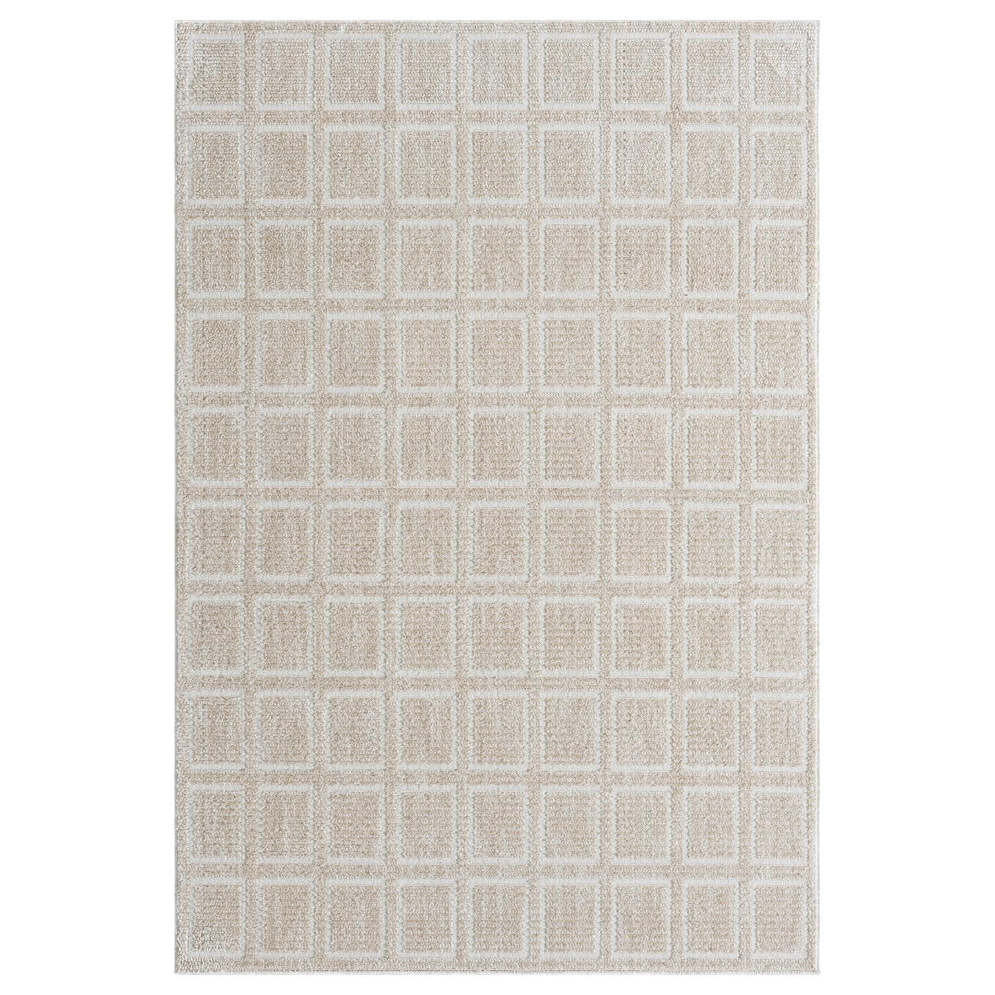 LUXE WEAVERS Modern Geometric Grid Beige 5x7 Area Rug, Bedroom Carpet