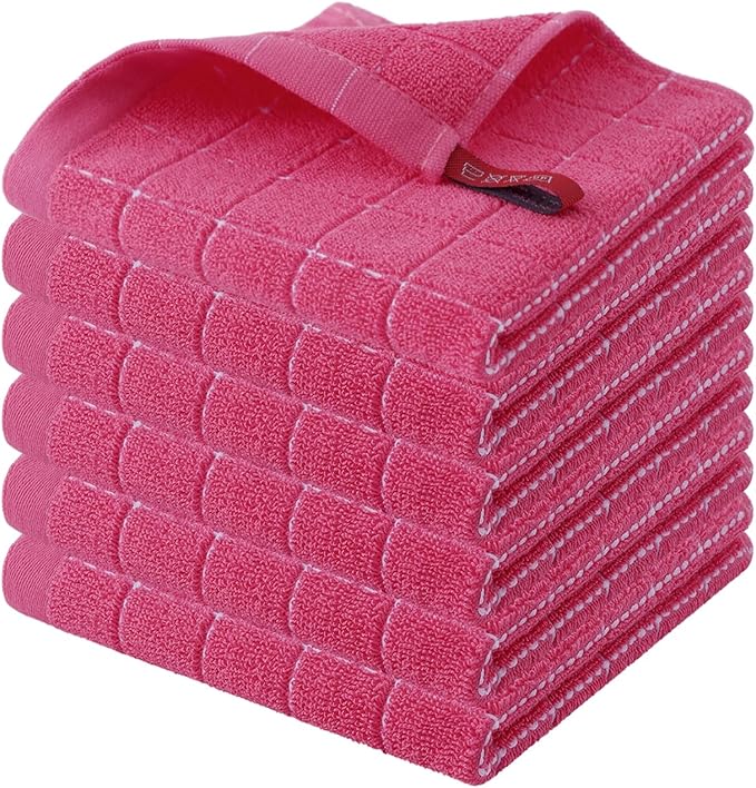 Homaxy 100% Cotton Terry Kitchen Dish Cloths, Ultra Soft and Absorbent Dish