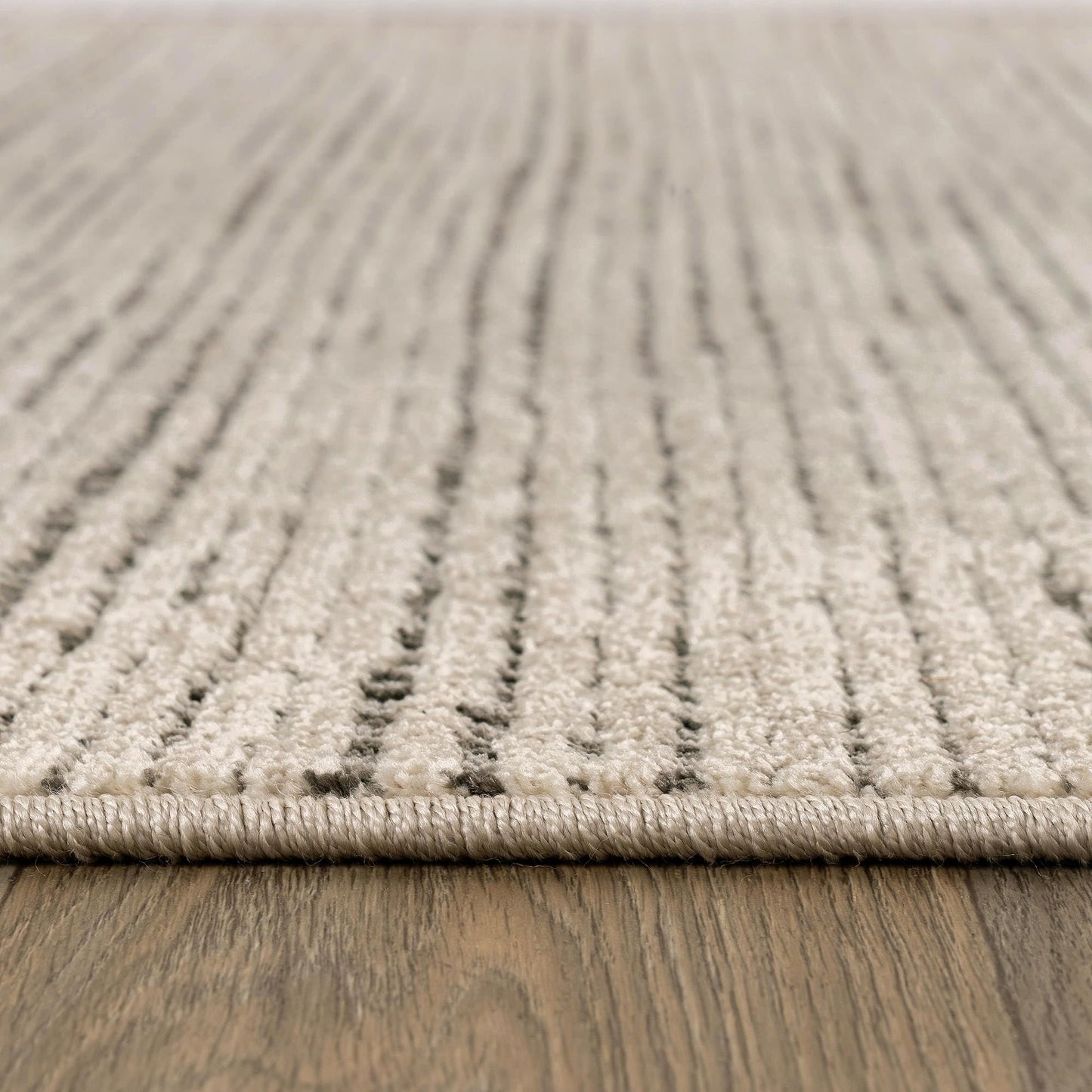 Rugshop Textured High-Low Indoor Area Rug, Neutral Stripe Design, Jute Backing, Living Room Bedroom Kitchen Rug, Easy-Care Spot Clean, 5' x 7' Beige/Gray
