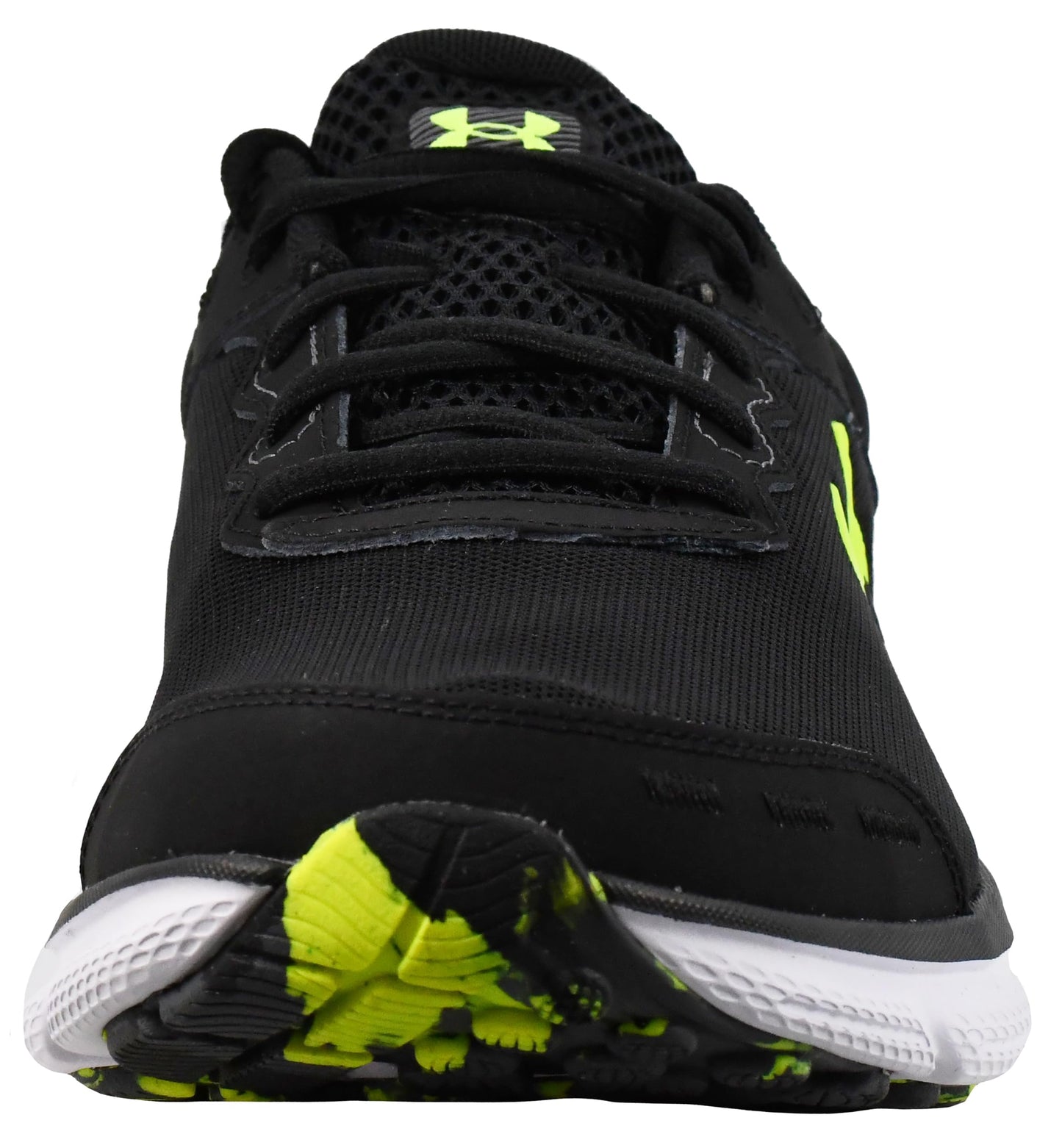 Under Armour Men's Charged Assert 10 Shoes, (004) Black/Black/High Vis Yellow, 10.5 X-Wide