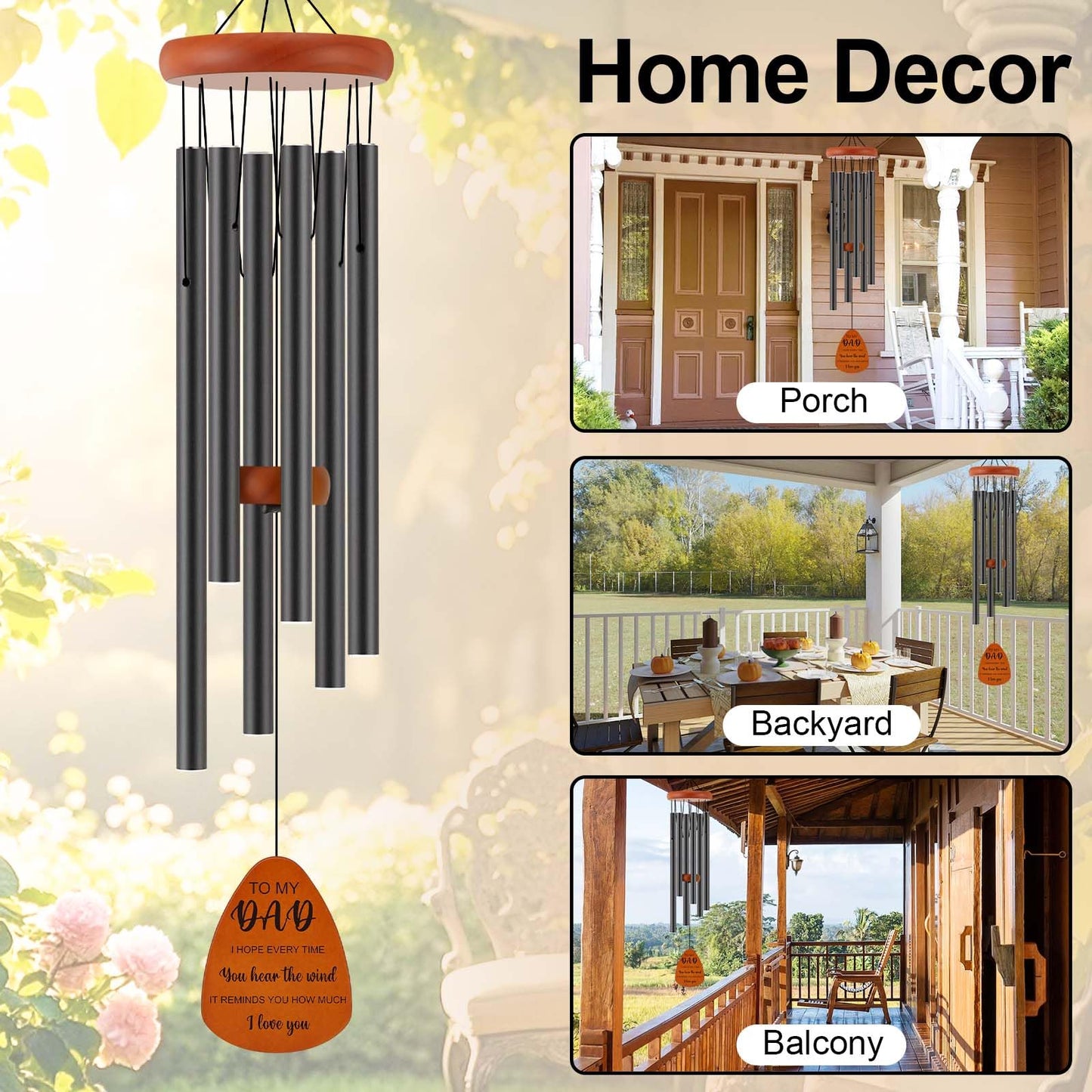Dad Birthday Gifts from Daughter Son, Dad Gifts for Birthday, Fathers Day, Thanksgiving, Christmas, 32 Inch Wind Chimes Gift for Home Decor