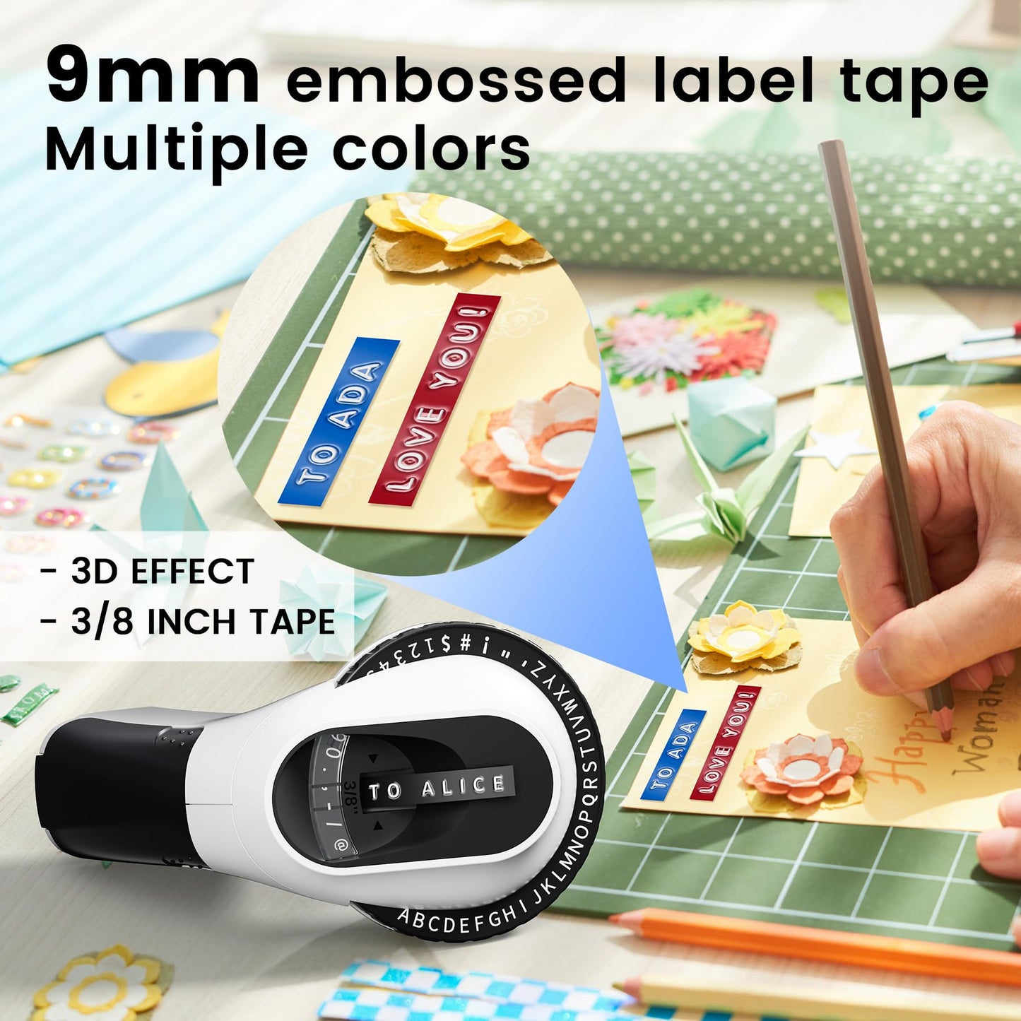 Zodzi Label Maker,Vintage Embossing Label Maker,Retro Embossed Label Maker Machine for DIY Crafts,Junk Journal Kit & Scrapbook Supplies,Old School Embosser with 3 Rolls 9mm 3D Labeler Waterproof Tapes