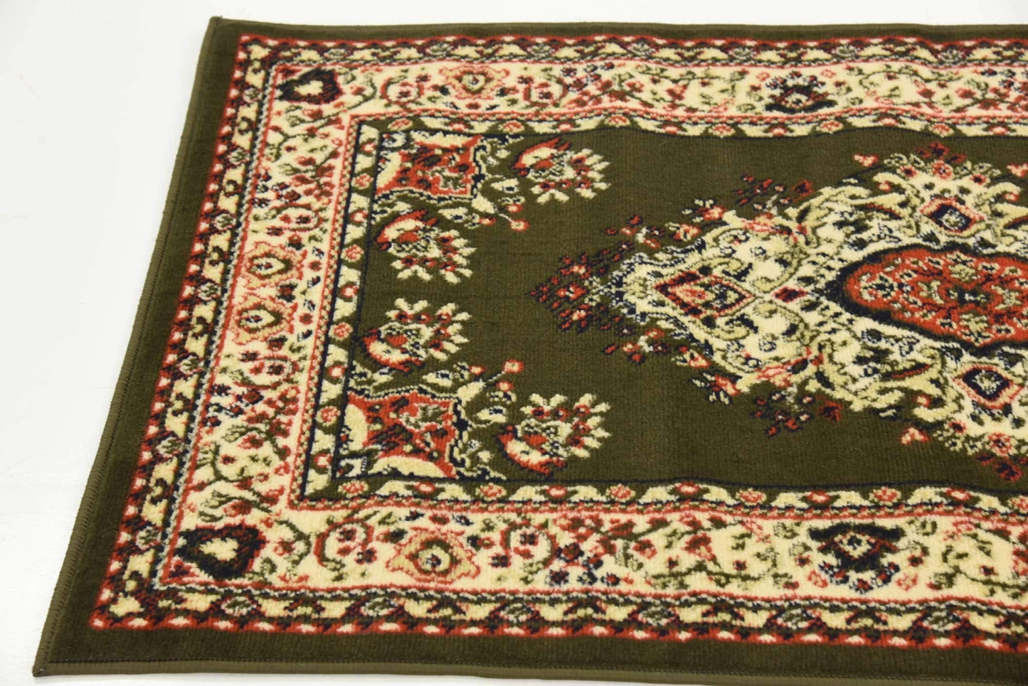 Unique Loom Reza Collection Traditional Persian Style Area Rug, 2 ft 7 in x 10 ft, Olive/Ivory
