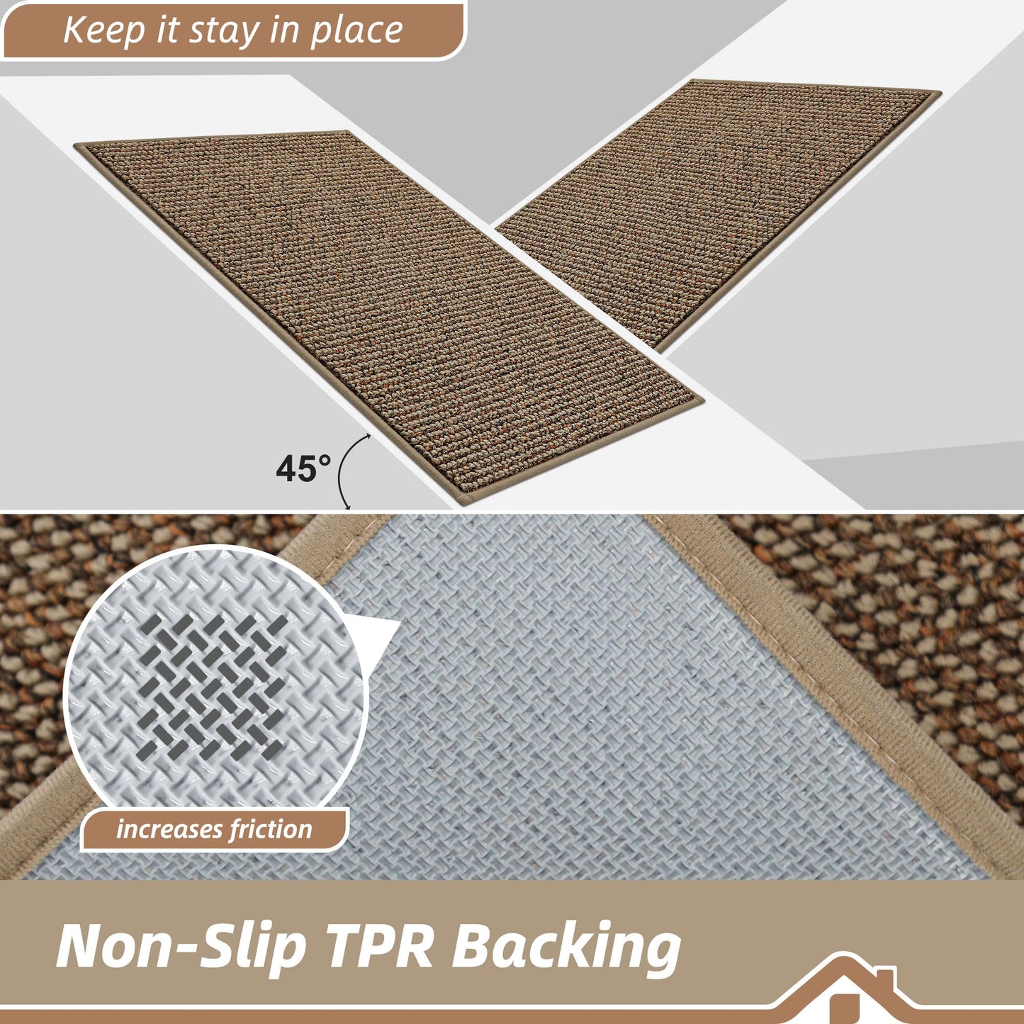 BEQHAUSE Dirt Trapper Door Mat 32" x 48", Non-Slip Washable Doormats Entrance Mat, Dirt Resistant and Absorbent Welcome Mat, Low Profile Floor Mats for Front Back Door and Entryway, Beige