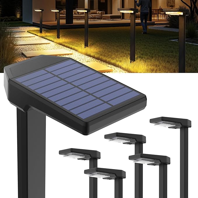 Solar Lights Outdoor, 6Pack Smart Pathway Lights with Color Changing &Sync, 9Modes (Warm/Cool White,RGB) for Driveway,Walkway,Garden,Yard,Fence,Patio,Lawn,Step Waterproof