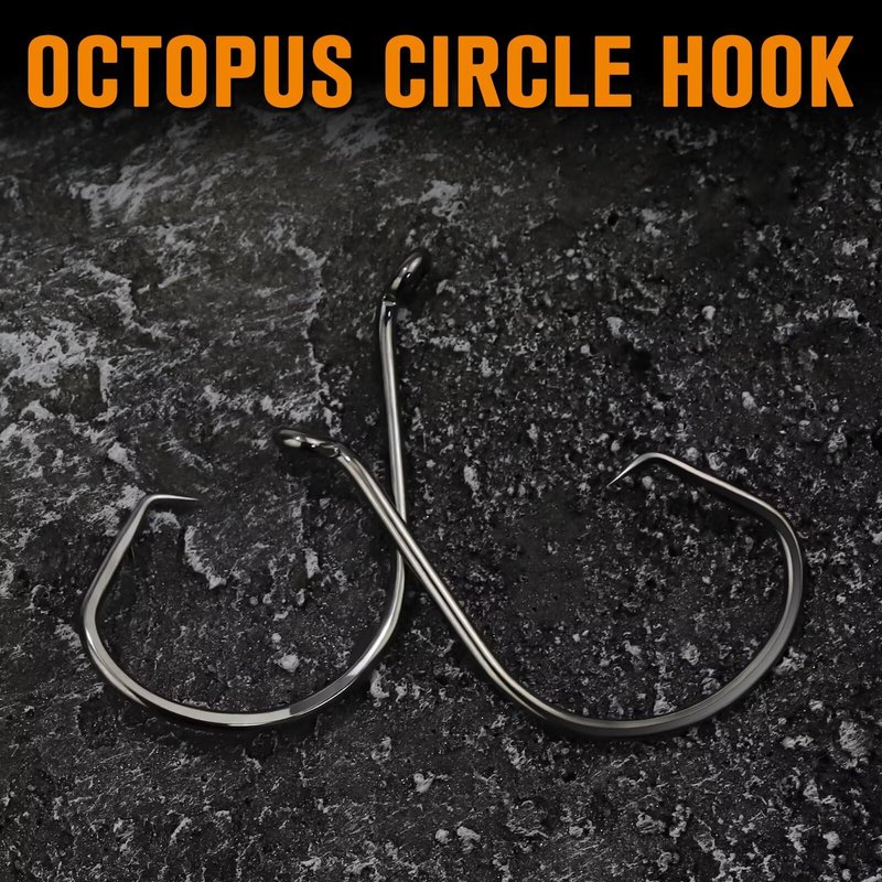 Dovesun Circle Hooks for Catfish 2X Strong 100PCS Catfish Hooks Octopus Circle Hooks Saltwater and Freshwater Black & Red Size 1/0-8/0