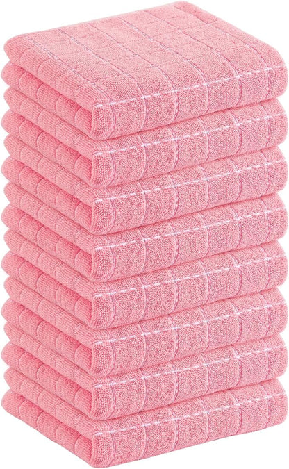 Homaxy 100% Cotton Terry Kitchen Towels, Checkered Designed, Soft and Super