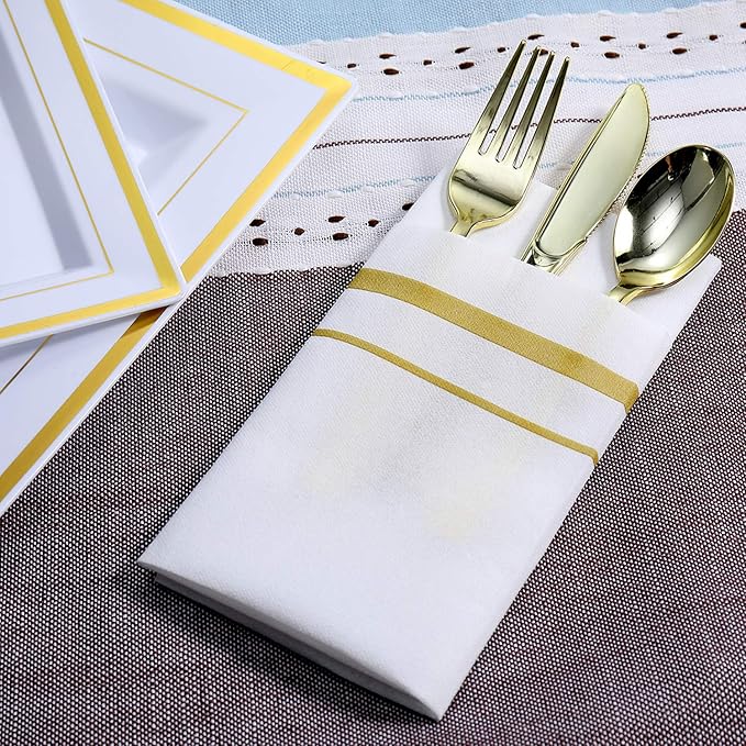 FOCUSLINE 200 Linen Feel Disposable Bathroom Napkins, Soft and Absorbent Paper