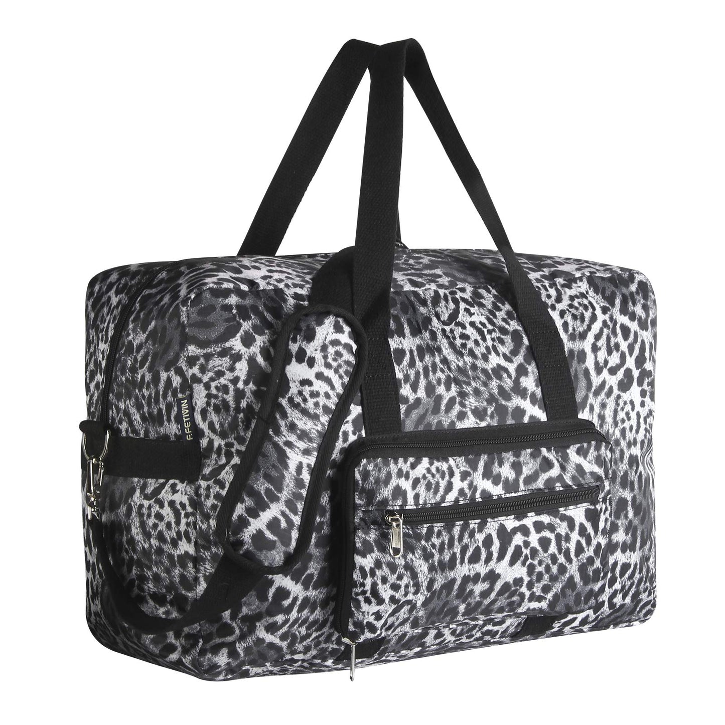 F.FETIVIN Travel Foldable Waterproof Duffel Bag - Lightweight Carry on Luggage Tote Duffel Bag(Leopard Print)