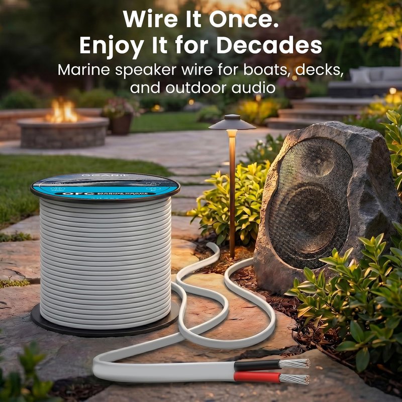 GEARit 14 Gauge Marine Electrical Primary Wire, Marine Speaker Wire 14 AWG 20 ft Marine Grade Tinned Copper Oxygen Free for Boat, Automotive, RV, Camper, Trailer(2 Conductors)